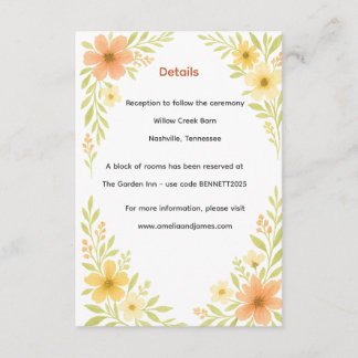 Rustikale Wildblume Hochzeit Begleitkarte