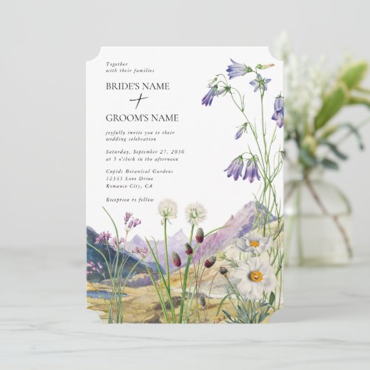 Rustikale Wildblume Hochzeit Einladung (Stehend Vorderseite)