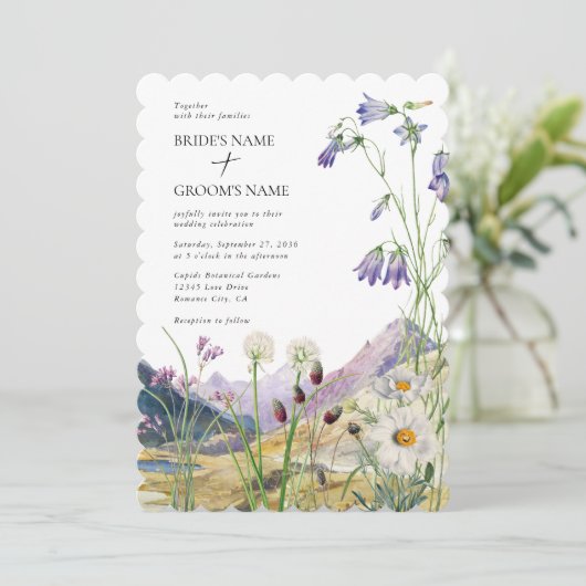 Rustikale Wildblume Hochzeit Einladung (Stehend Vorderseite)