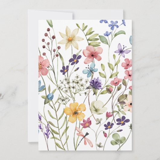 Rustikale Wildblume Hochzeit Einladung (Rückseite)