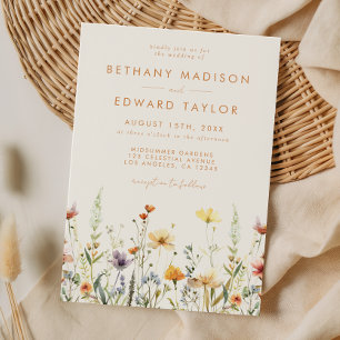 Rustikale Wildblume Hochzeit Einladung