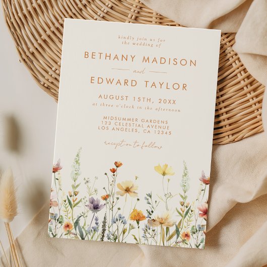 Rustikale Wildblume Hochzeit Einladung