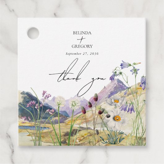 Rustikale Wildblume Hochzeit Geschenkanhänger (Vorderseite)