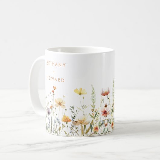 Rustikale Wildblume Hochzeit Kaffeetasse (Vorderseite Links)
