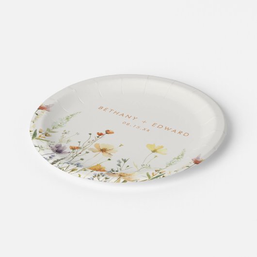 Rustikale Wildblume Hochzeit Pappteller (Schrägansicht)