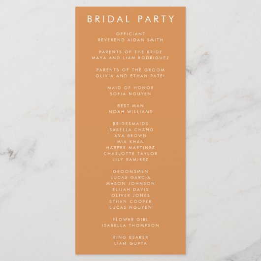 Rustikale Wildblume Hochzeit Programm (Rückseite)