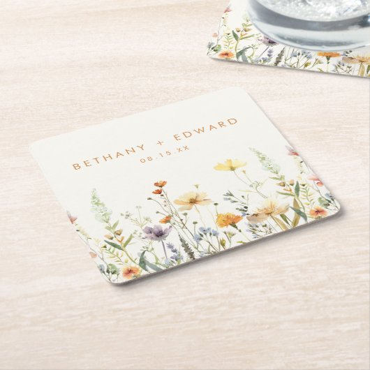 Rustikale Wildblume Hochzeit Rechteckiger Pappuntersetzer (angewinkelt)