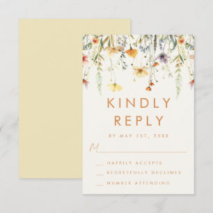Rustikale Wildblume Hochzeit RSVP Karte