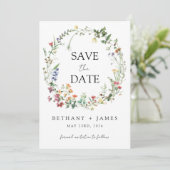 Rustikale Wildblume Hochzeit Save The Date (Stehend Vorderseite)