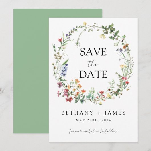 Rustikale Wildblume Hochzeit Save The Date (Vorne/Hinten)