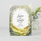 Rustikale Wildblume Hochzeit Save The Date (Stehend Vorderseite)