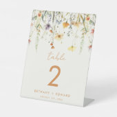 Rustikale Wildblume Hochzeit Tischnummer Sockelschild (Vorderseite)