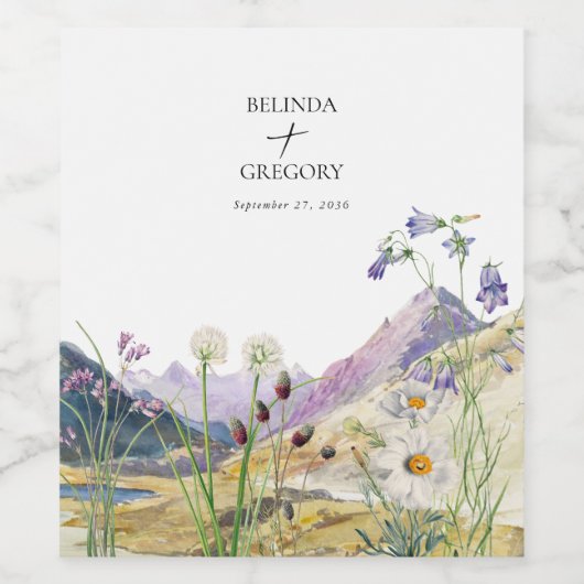 Rustikale Wildblume Hochzeit Weinetikett (Einzelnes Label)