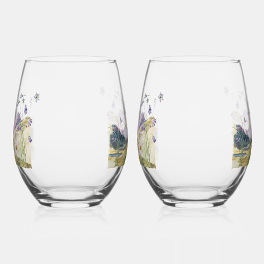 Rustikale Wildblume Hochzeit Weinglas Ohne Stiel (Links)