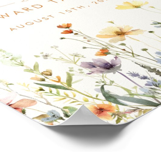 Rustikale Wildblume Hochzeit Willkommen Poster (Ecke)