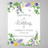 Rustikale Wildblume Hochzeit Willkommen Poster (Vorne)