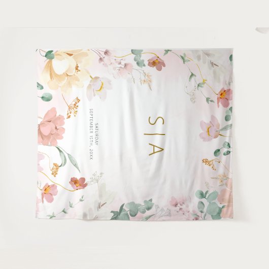 Rustikale Wildblume Hochzeitsband Wandteppich (Vorderseite (Horizontal))