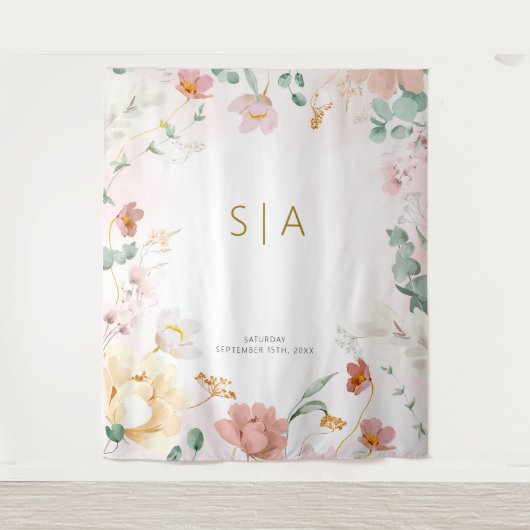 Rustikale Wildblume Hochzeitsband Wandteppich (Vorderseite)