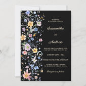 Rustikale Wildblume Hochzeitschwarz Einladung (Vorderseite)