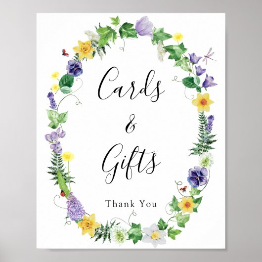 Rustikale Wildblume Hochzeitskarten - Zeichen Poster (Vorne)