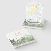 Rustikale Wildblume | Hochzeitsmonogramm Steinuntersetzer (Seitenansicht)