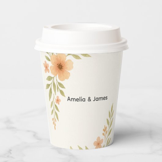 Rustikale Wildblume Hochzeitspapier-Cups Pappbecher (Rückseite)