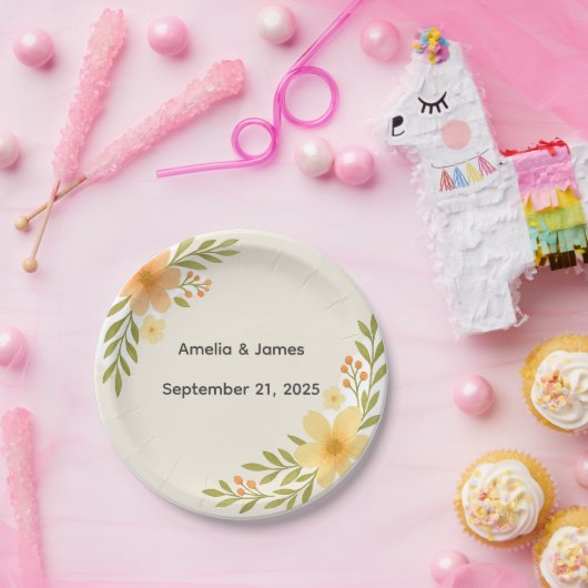 Rustikale Wildblume Hochzeitspapier-Teller Pappteller (Party)