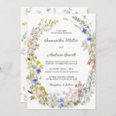 Rustikale Wildblume-Hochzeitvorlage Einladung (Vorne/Hinten)