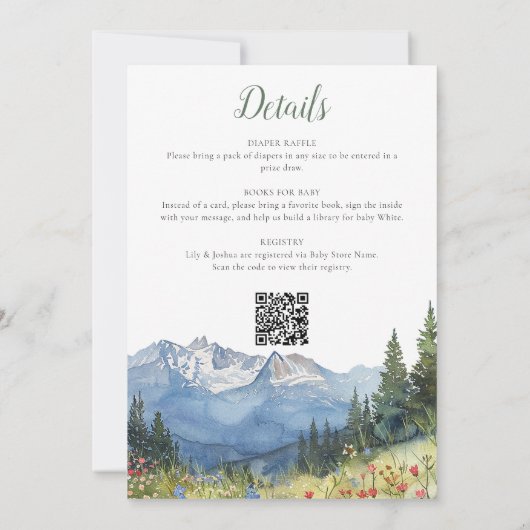 Rustikale Wildblume in einer Kinderdusche Einladung (Rückseite)