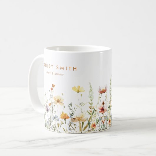 Rustikale Wildblume Kaffeetasse (Vorderseite Links)
