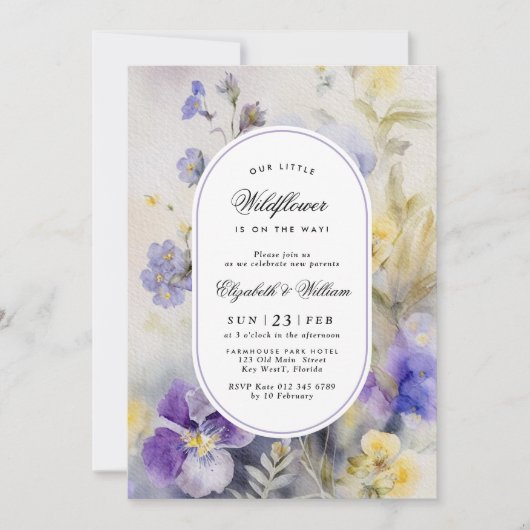 Rustikale Wildblume Kinderdusche Einladung (Vorderseite)