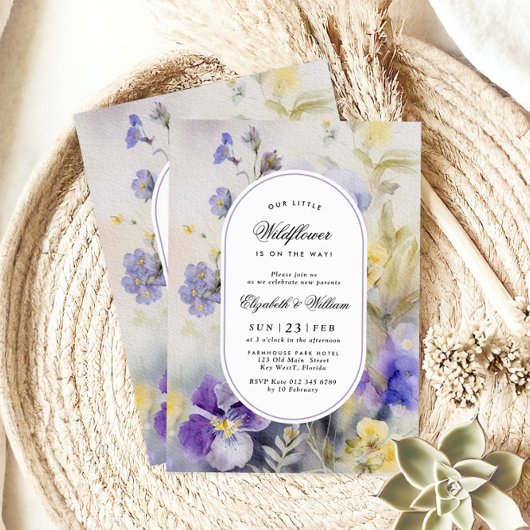 Rustikale Wildblume Kinderdusche Einladung