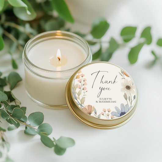 Rustikale Wildblume Kranz Danke Gastgeschenk Hochz Runder Aufkleber