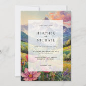 Rustikale Wildblume Landschaft Hochzeit Einladung (Vorderseite)