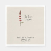 Rustikale Wildblume Lasse Liebe wachsen Einfache H Serviette (Vorderseite)