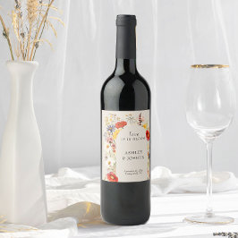 Rustikale Wildblume Liebe ist in Bloom Wedding Weinetikett
