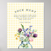 Rustikale Wildblume Mason Jar Baby Sock Hunt Game Poster (Vorne)