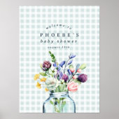 Rustikale Wildblume Mason Jar Babydusche Zeichen Poster (Vorne)