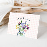 Rustikale Wildblume Mason Jar Brautparty Dankeskarte<br><div class="desc">Rustikale Wildblume Mason Jar Brautparty Danke Karte</div>