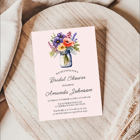 Rustikale Wildblume Mason Jar Brautparty Einladung