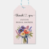 Rustikale Wildblume Mason Jar Brautparty Gefallen Geschenkanhänger (Rückseite)