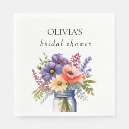 Rustikale Wildblume Mason Jar Brautparty Paper Serviette