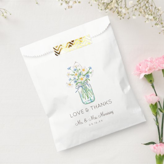 Rustikale Wildblume Mason Jar Liebe und Dank Geschenktütchen (Versiegelt)