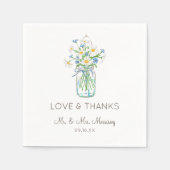 Rustikale Wildblume Mason Jar Liebe und Dank Serviette (Vorderseite)