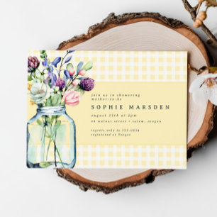 Rustikale Wildblume Mason Jar Picnic Babydusche Einladung