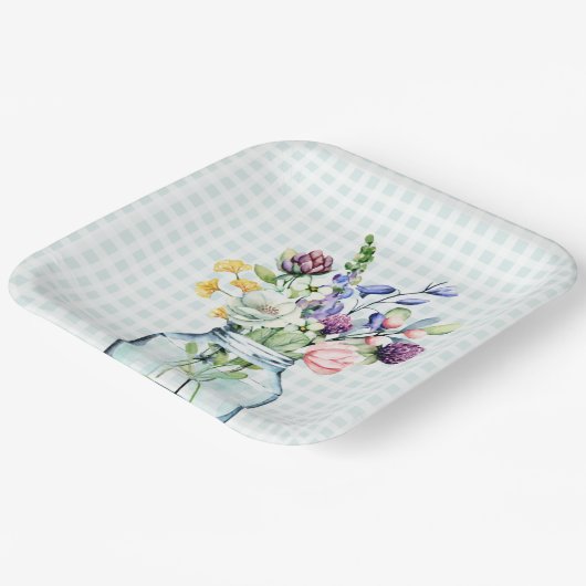 Rustikale Wildblume Mason Jar Picnic Babydusche Pappteller (Gewinkelt)