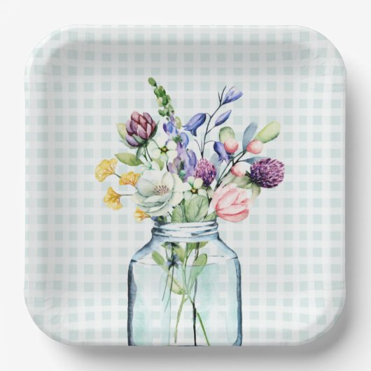 Rustikale Wildblume Mason Jar Picnic Babydusche Pappteller (Vorderseite)