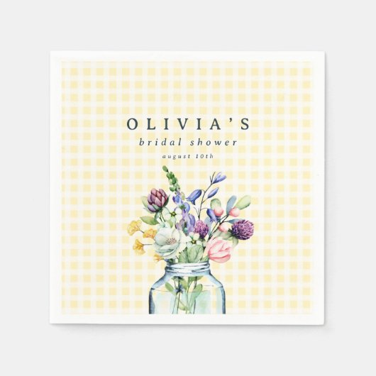 Rustikale Wildblume Mason Jar Picnic Babydusche Serviette (Vorderseite)