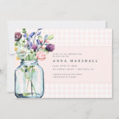 Rustikale Wildblume Mason Jar Picnic Brautparty Einladung (Vorderseite)