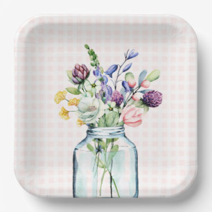 Rustikale Wildblume Mason Jar Picnic Brautparty Pappteller